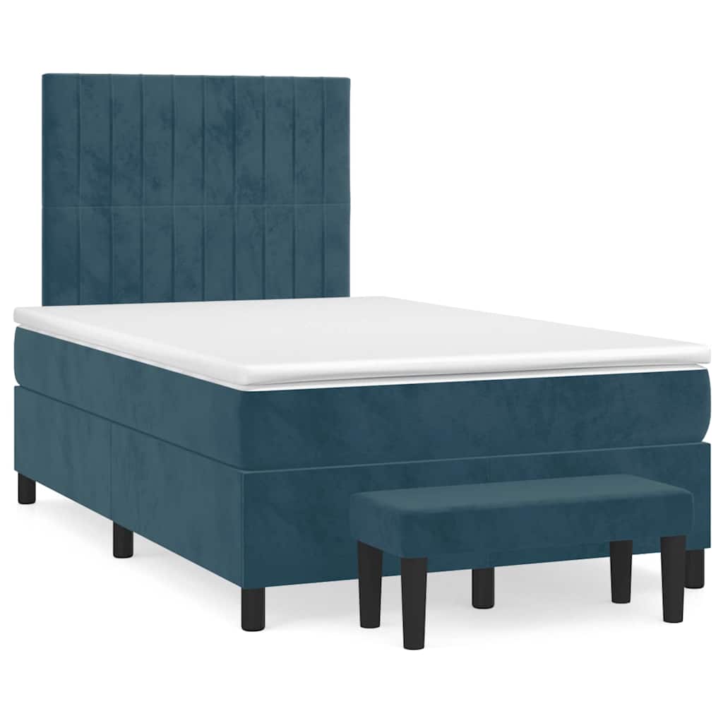 Box spring krevet s madracem tamnoplavi 120 x 200 cm baršunasti