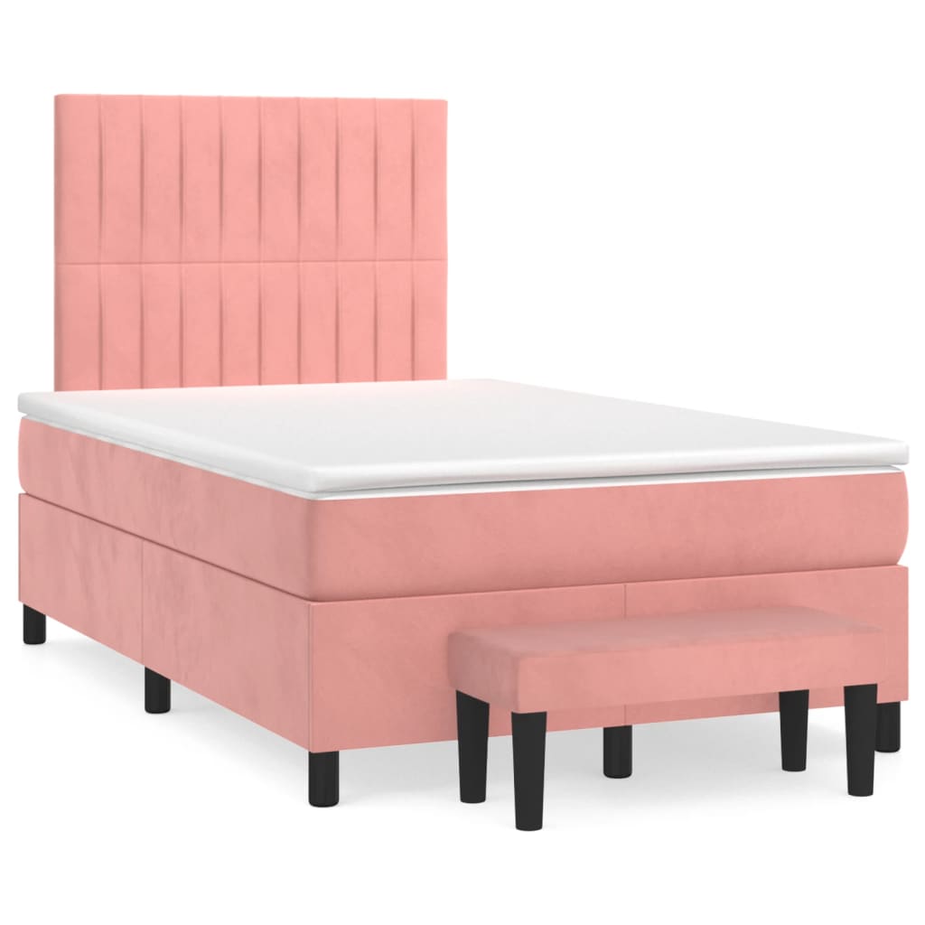 Box spring krevet s madracem ružičasti 120 x 200 cm baršunasti