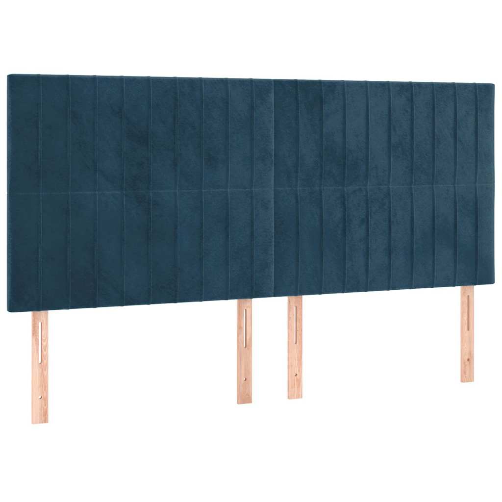 Krevet s oprugama i madracem tamnoplavi 160x200 cm baršunasti