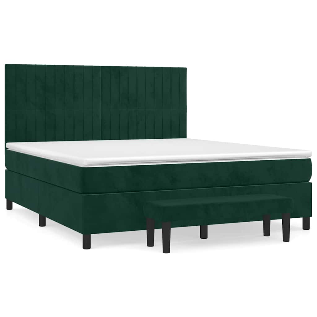 Krevet s oprugama i madracem tamnozeleni 180x200 cm baršunasti