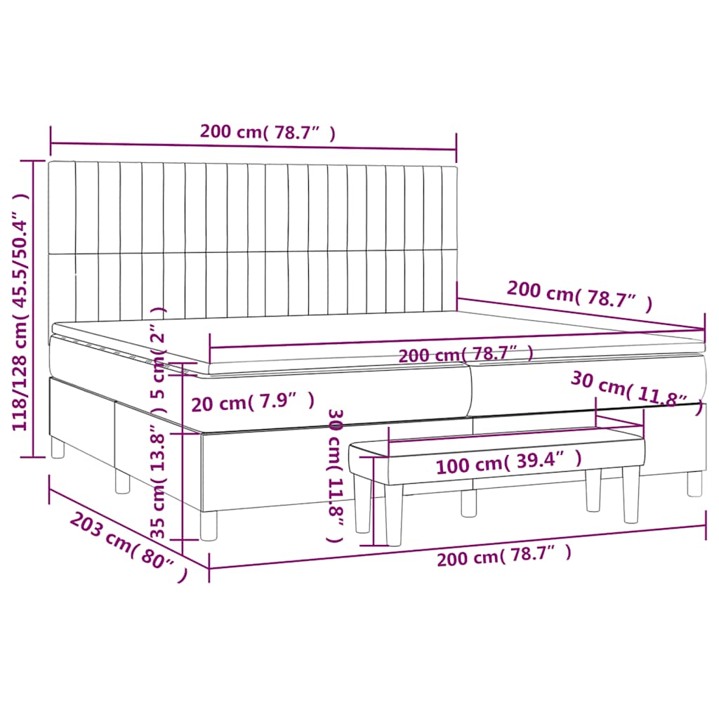 Krevet s oprugama i madracem tamnozeleni 200x200 cm baršunasti