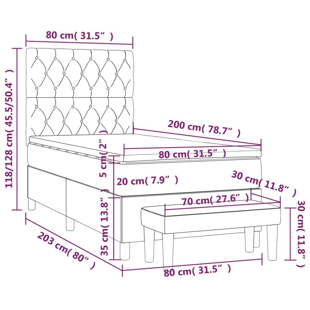 Box spring krevet s madracem crni 80 x 200 cm baršunasti
