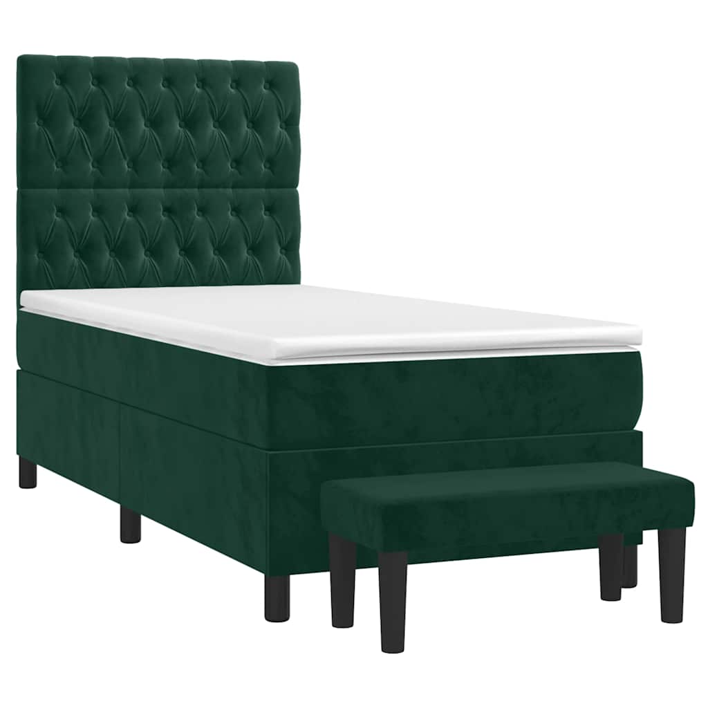 Box spring krevet s madracem tamnozeleni 80 x 200 cm baršunasti