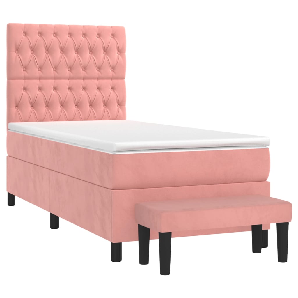 Box spring krevet s madracem ružičasti 90x190 cm baršunasti