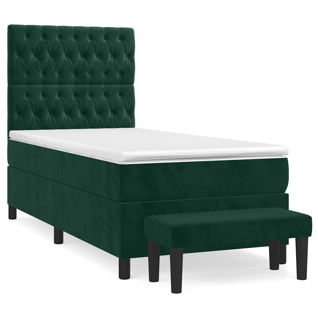 Box spring krevet s madracem tamnozeleni 100x200 cm baršunasti