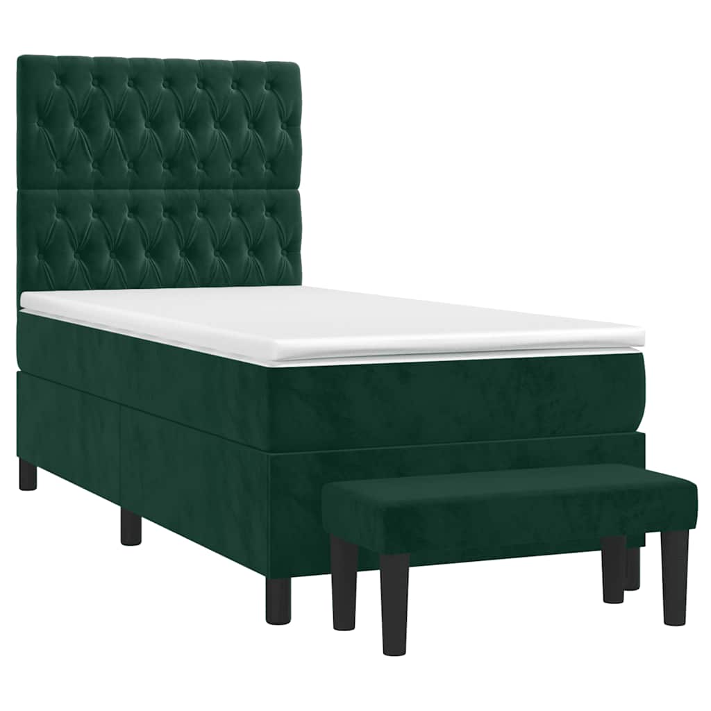 Box spring krevet s madracem tamnozeleni 100x200 cm baršunasti