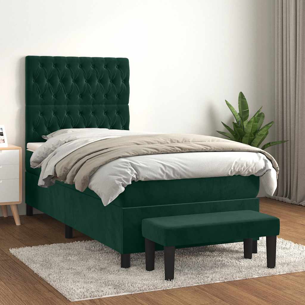 Box spring krevet s madracem tamnozeleni 100x200 cm baršunasti