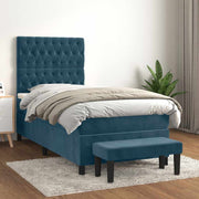 Box spring krevet s madracem tamnoplavi 100x200 cm baršunasti