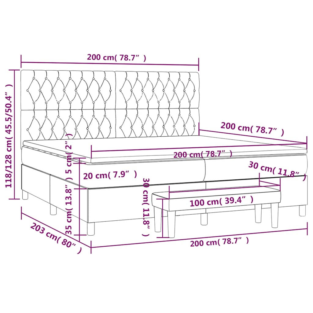 Krevet s oprugama i madracem tamnozeleni 200x200 cm baršunasti
