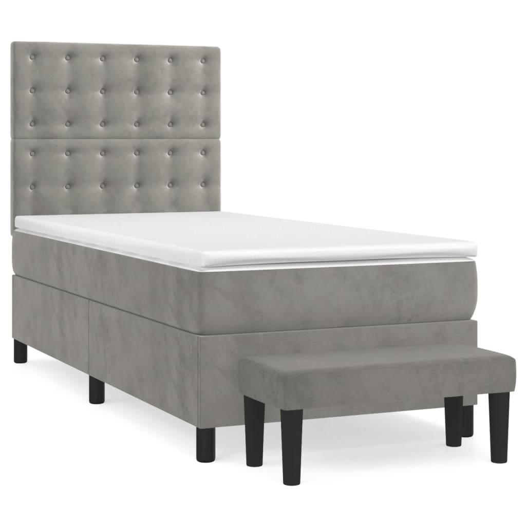 Box spring krevet s madracem svjetlosivi 80 x 200 cm baršunasti