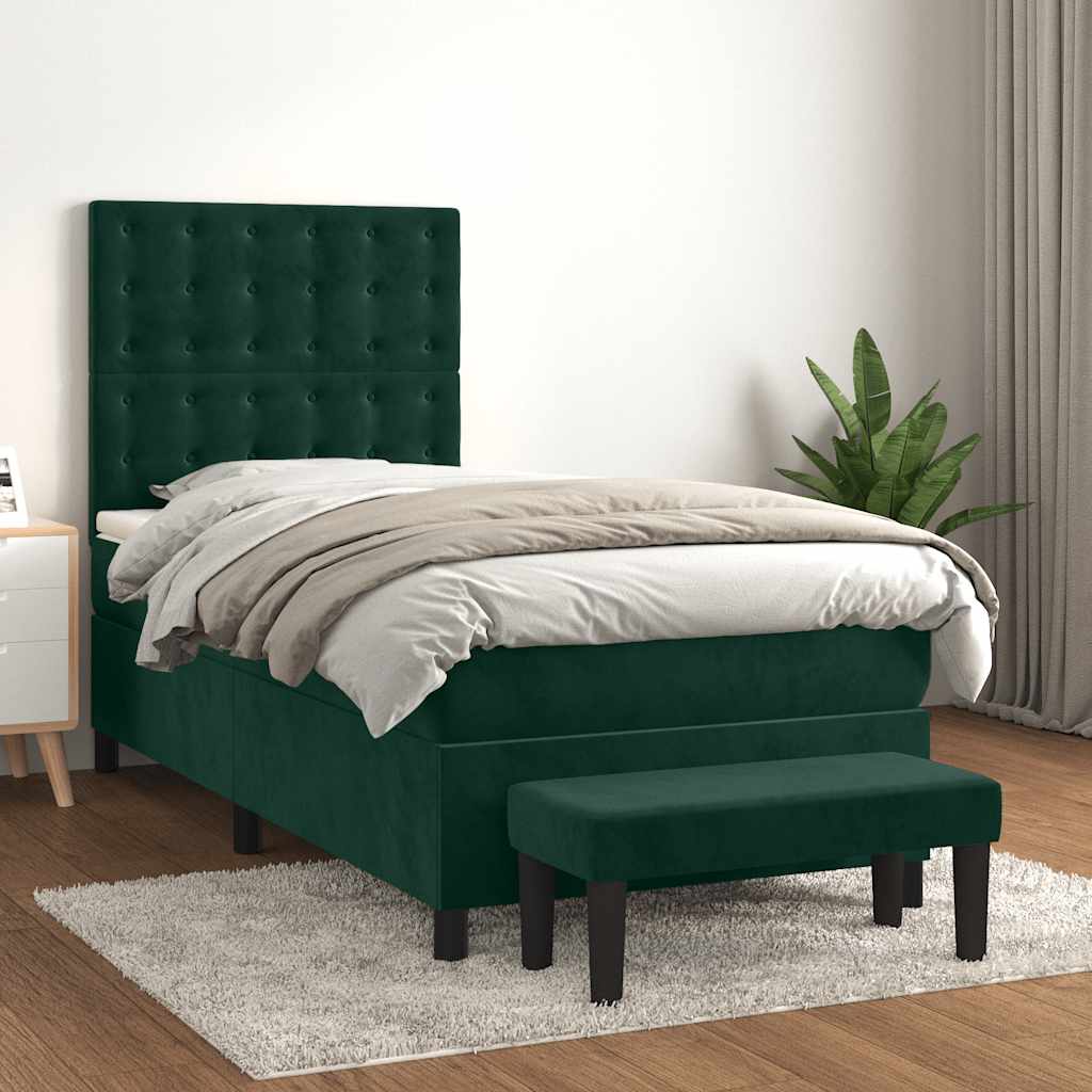 Box spring krevet s madracem tamnozeleni 80 x 200 cm baršunasti