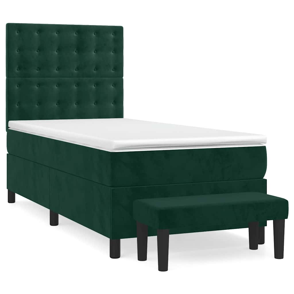 Box spring krevet s madracem tamnozeleni 90x200 cm baršunasti