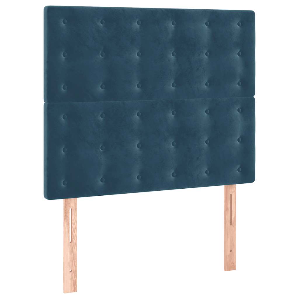 Box spring krevet s madracem tamnoplavi 90x200 cm baršunasti