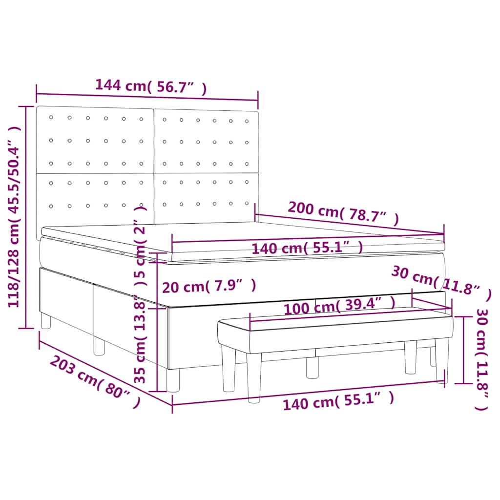 Krevet s oprugama i madracem tamnozeleni 140x200 cm baršunasti