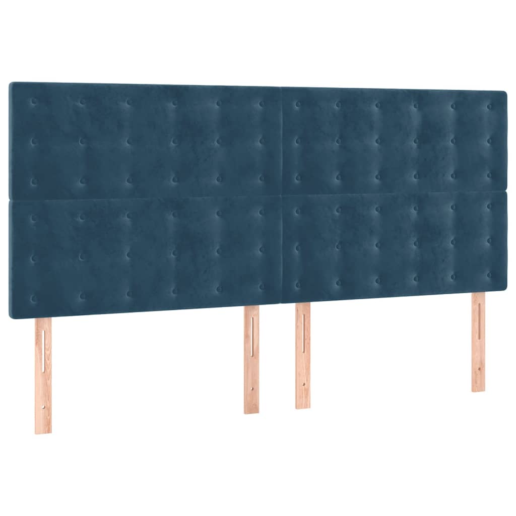 Krevet s oprugama i madracem tamnoplavi 160x200 cm baršunasti