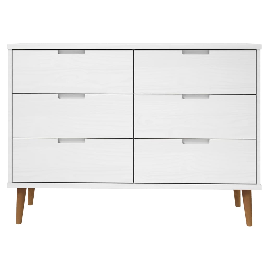 Ladičar MOLDE bijeli 113x40x80 cm od masivne borovine