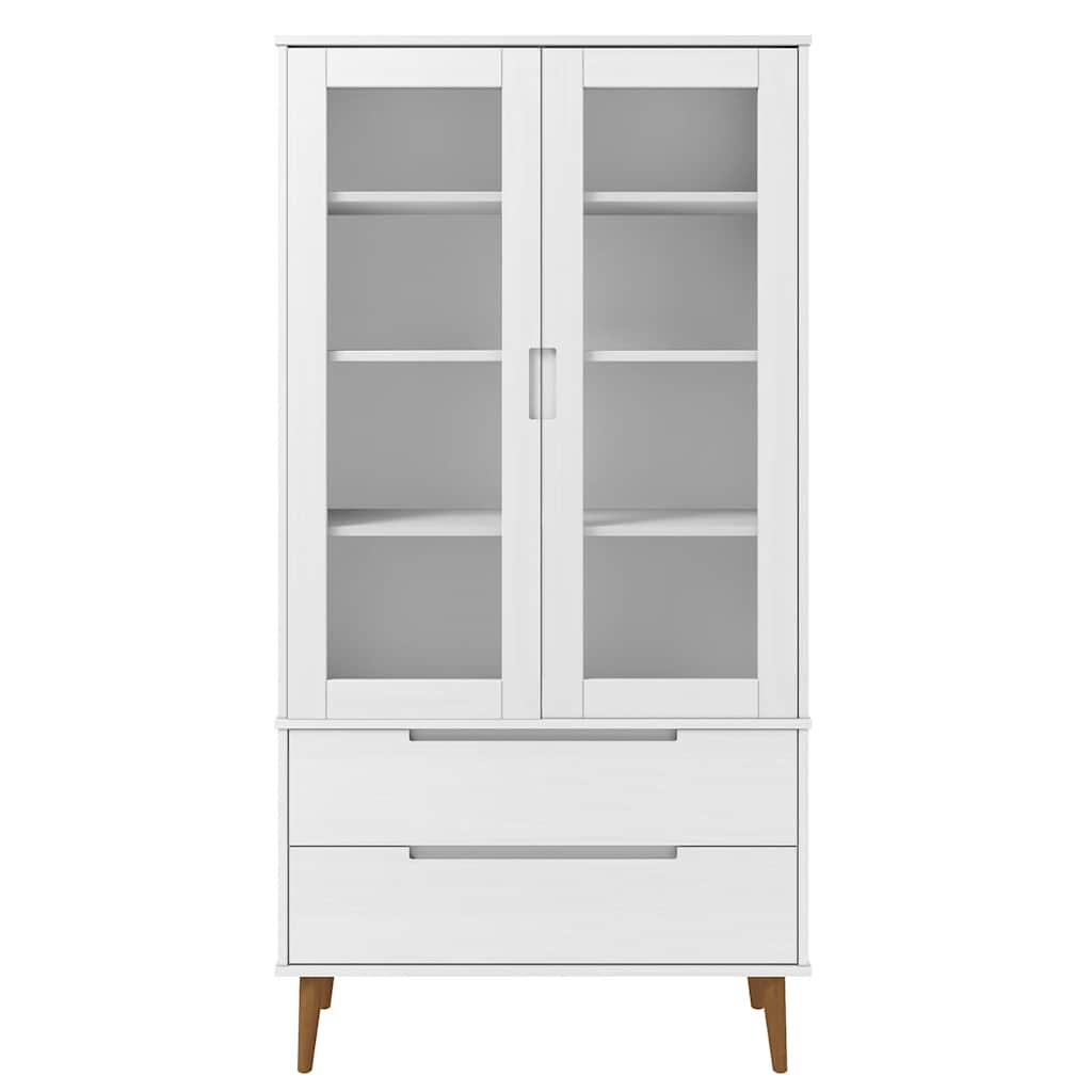 Vitrina MOLDE bijela 90 x 35 x 175 cm od masivne borovine