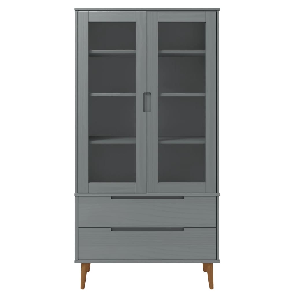 Vitrina MOLDE siva 90 x 35 x 175 cm od masivne borovine