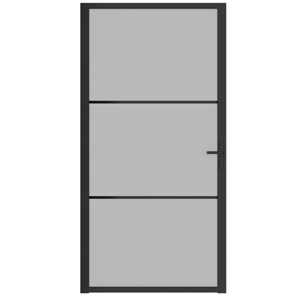 Unutarnja vrata 102,5 x 201,5 cm crna od mat stakla i aluminija