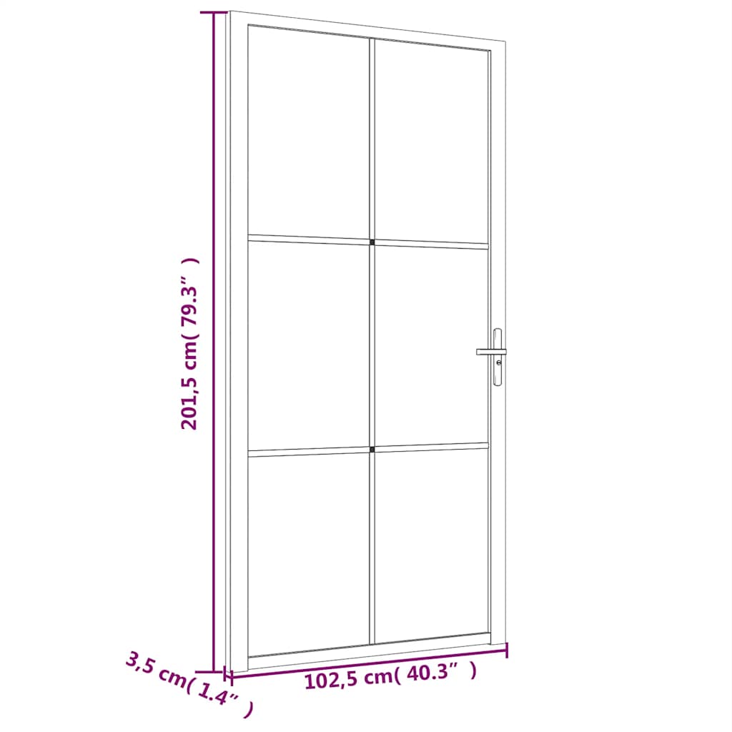 Unutarnja vrata 102,5 x 201,5 cm crna od mat stakla i aluminija