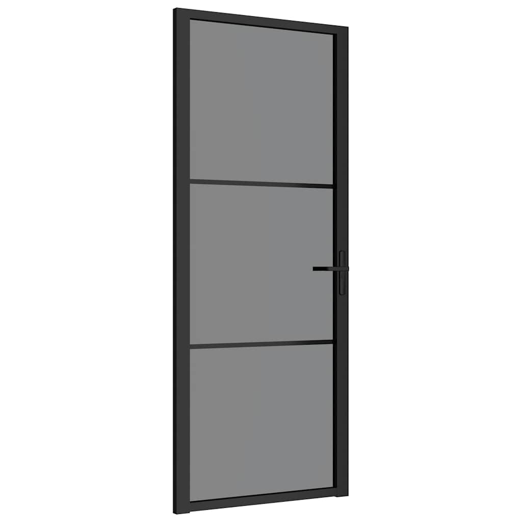 Unutarnja vrata 83 x 201,5 cm crna od ESG stakla i aluminija