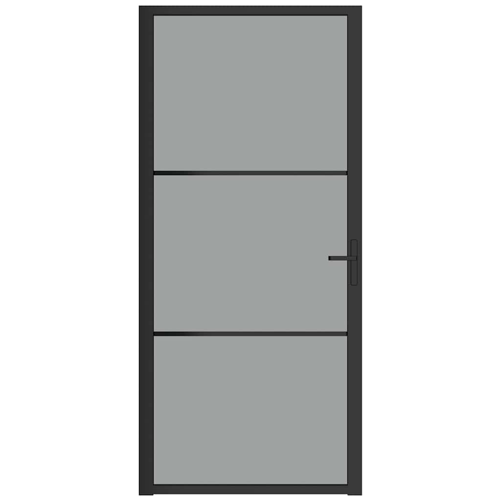 Unutarnja vrata 93 x 201,5 cm crna od ESG stakla i aluminija
