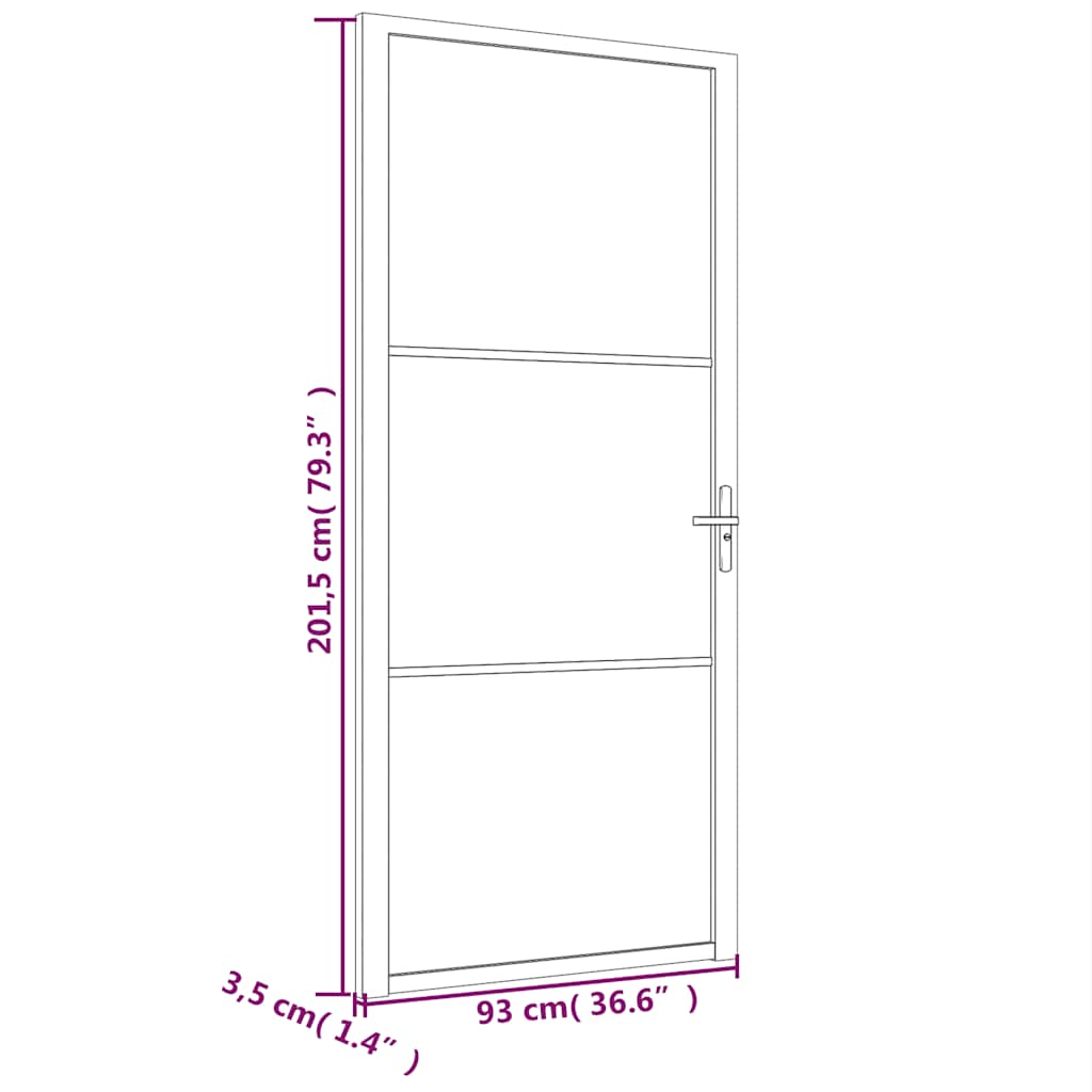 Unutarnja vrata 93 x 201,5 cm crna od ESG stakla i aluminija