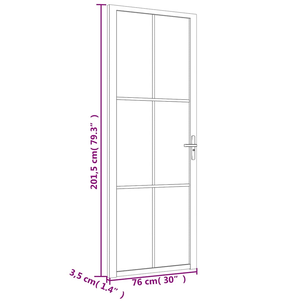 Unutarnja vrata 76 x 201,5 cm crna od ESG stakla i aluminija