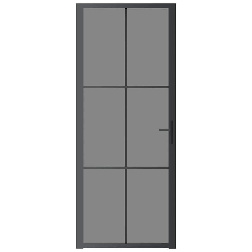 Unutarnja vrata 83 x 201,5 cm crna od ESG stakla i aluminija
