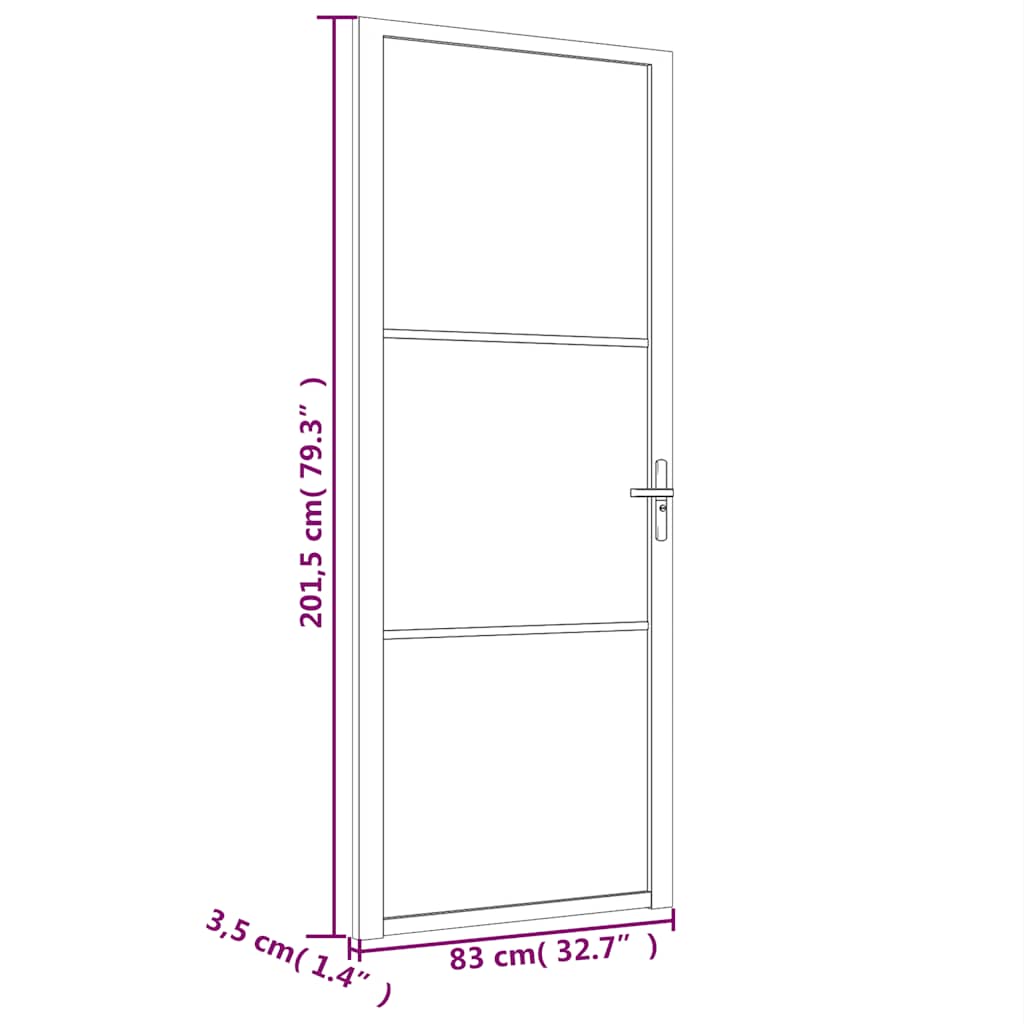Unutarnja vrata 83 x 201,5 cm Bijela od mat stakla i aluminija