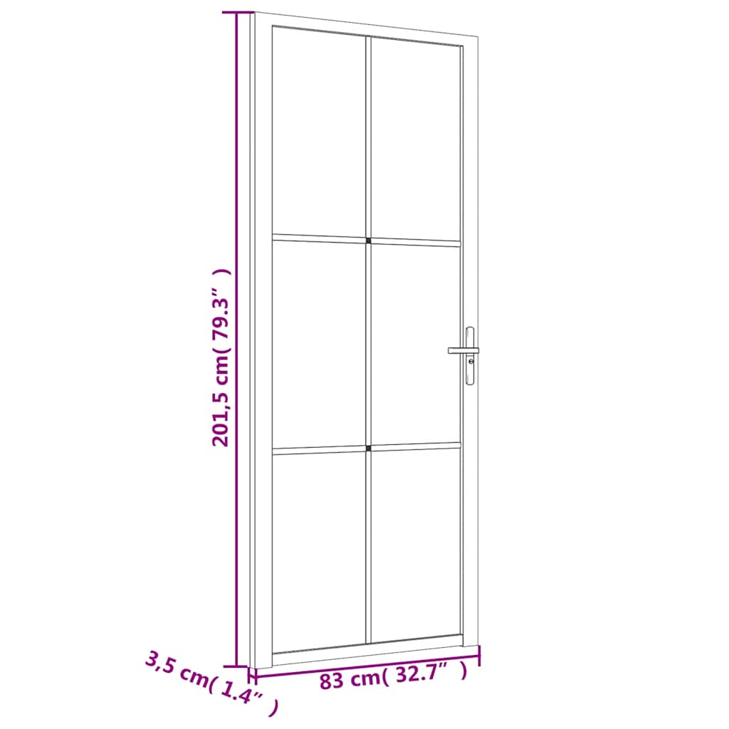 Unutarnja vrata 83 x 201,5 cm Bijela od ESG stakla i aluminija
