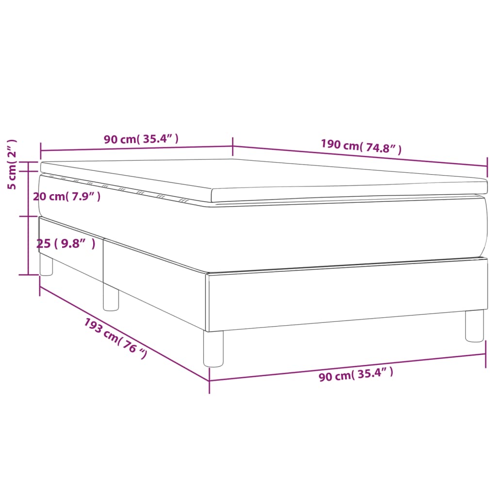 Krevet s oprugama i madracem plavi 90 x 190 cm od tkanine