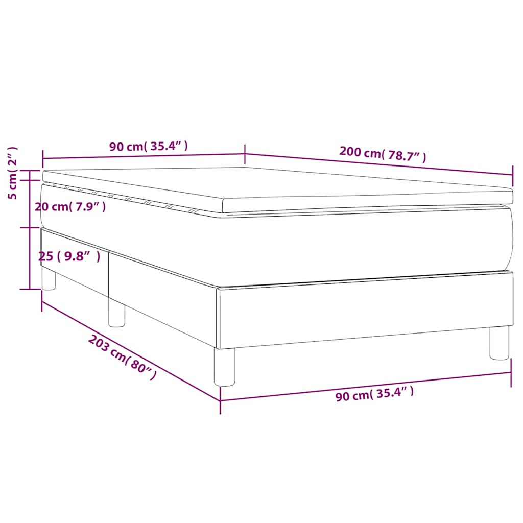 Krevet s oprugama i madracem plavi 90 x 200 cm od tkanine