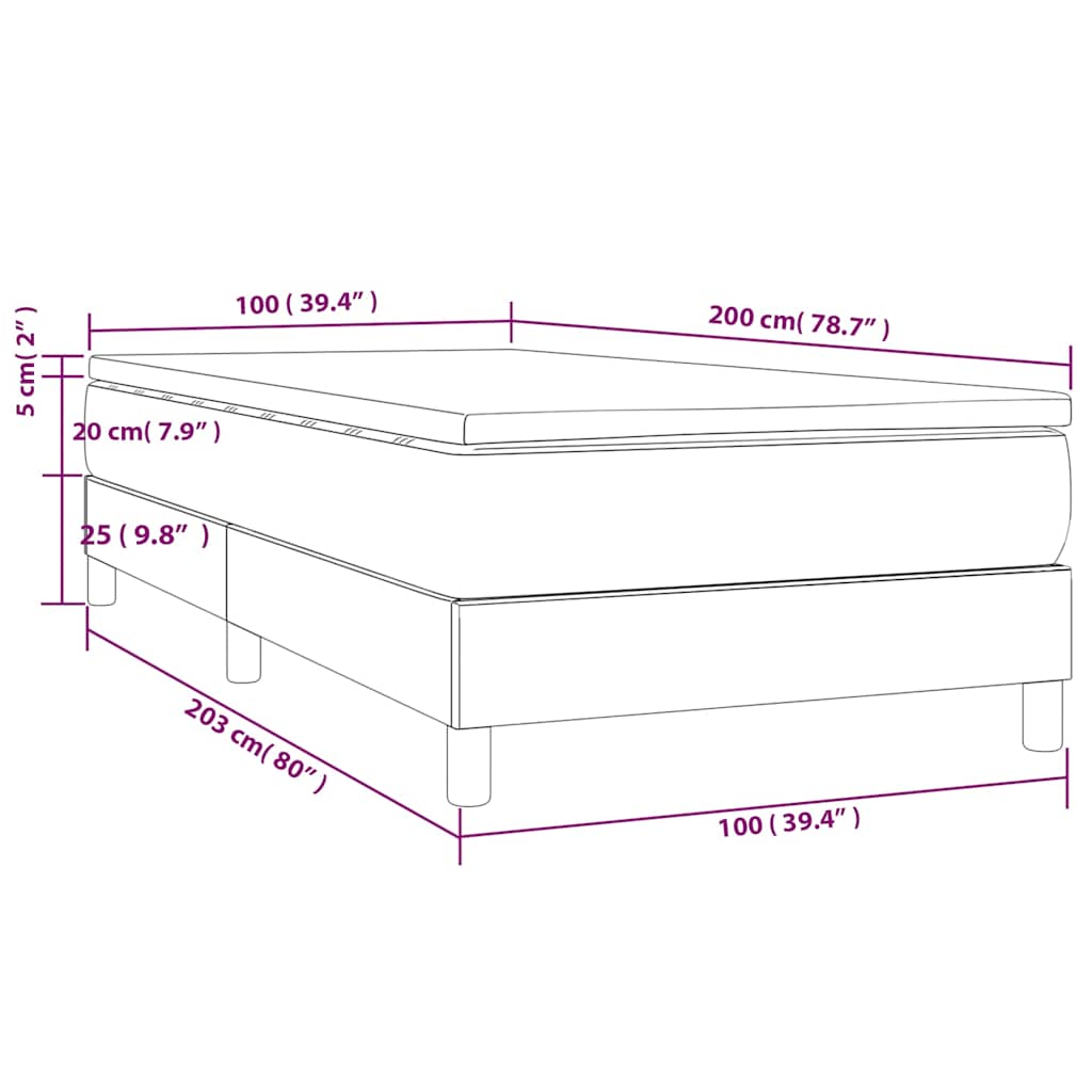 Krevet s oprugama i madracem crni 100 x 200 cm od tkanine