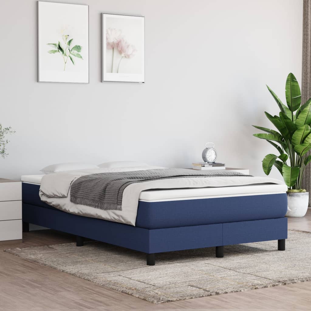 Krevet s oprugama i madracem plavi 120 x 200 cm od tkanine