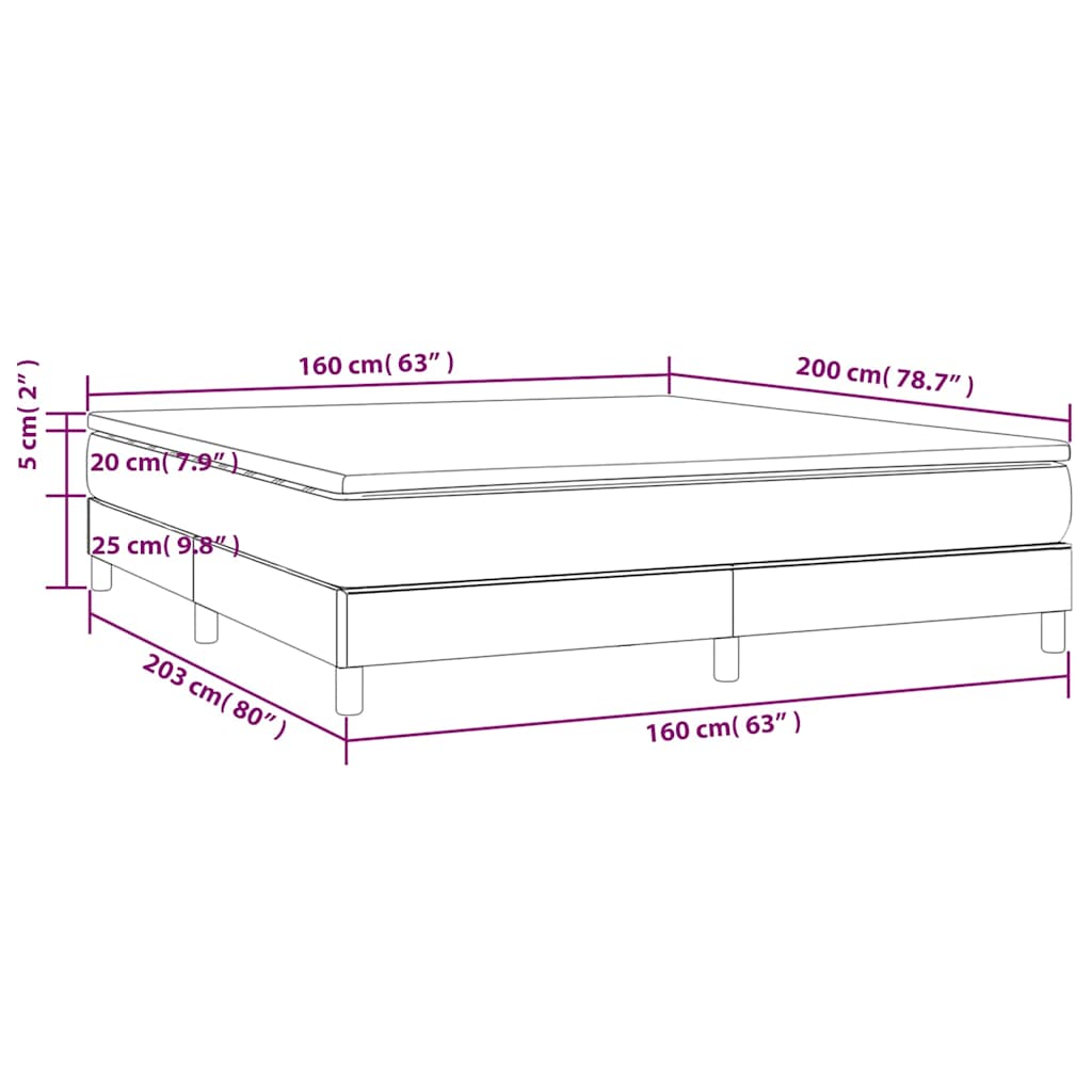 Krevet box spring s madracem svjetlosiva 160x200 cm tkanina