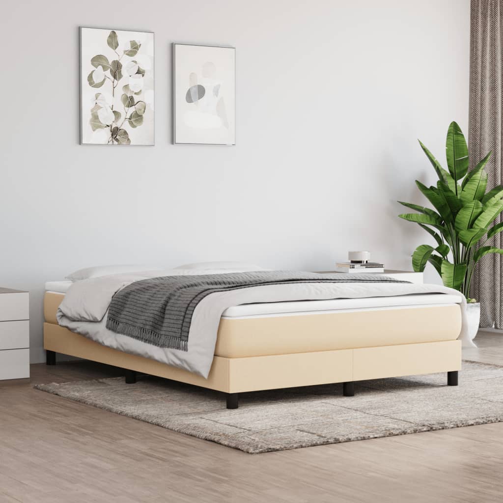 Krevet s oprugama i madracem krem 160x200 cm od tkanine