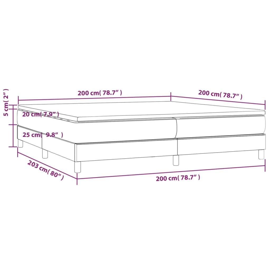 Krevet s oprugama i madracem svjetlosivi 200 x 200cm od tkanine