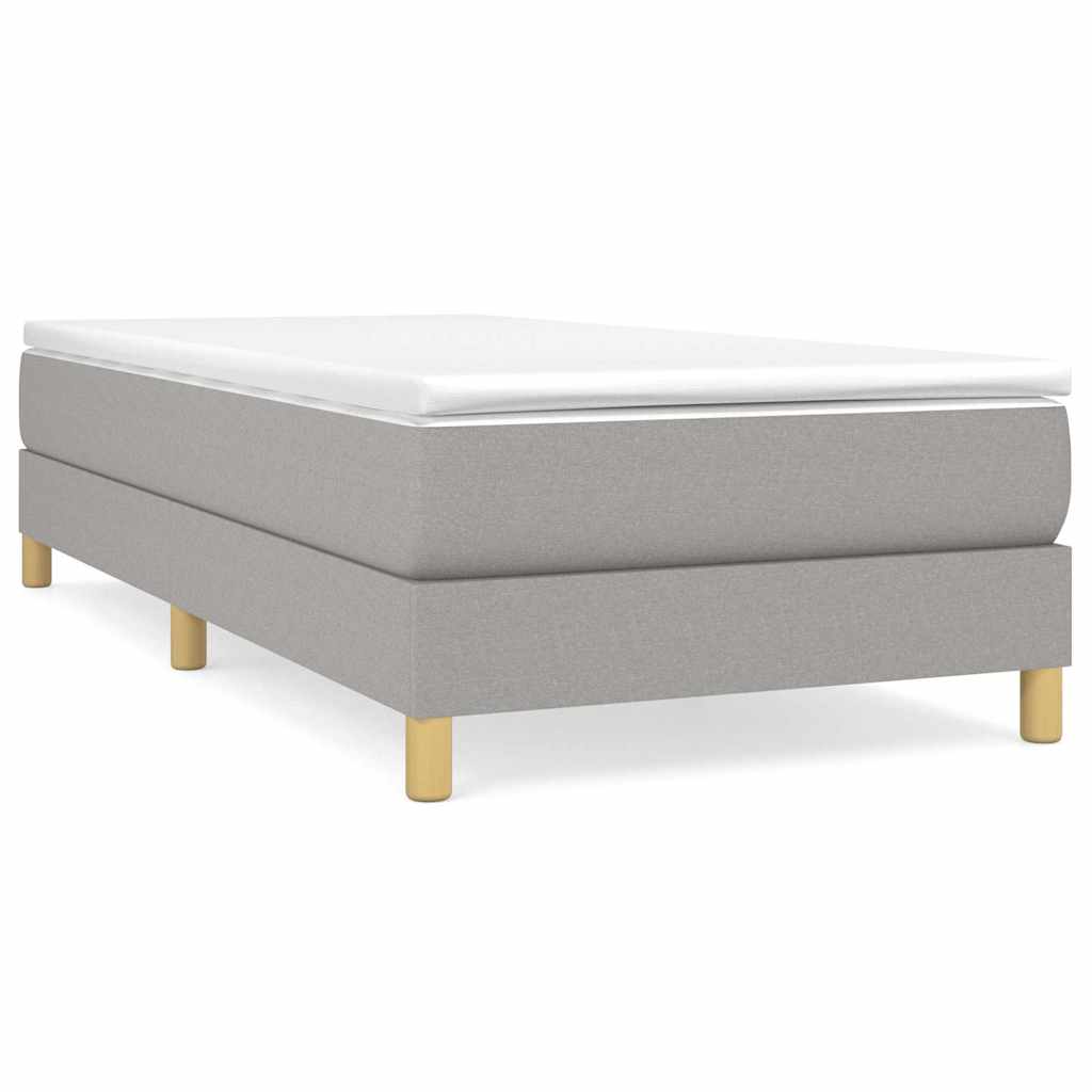 Box spring krevet s madracem svjetlosivi 90x190 cm od tkanine