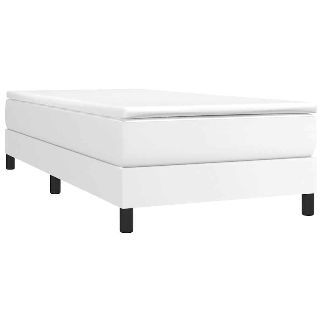 Krevet s oprugama i madracem bijeli 90 x 200 cm od umjetne kože