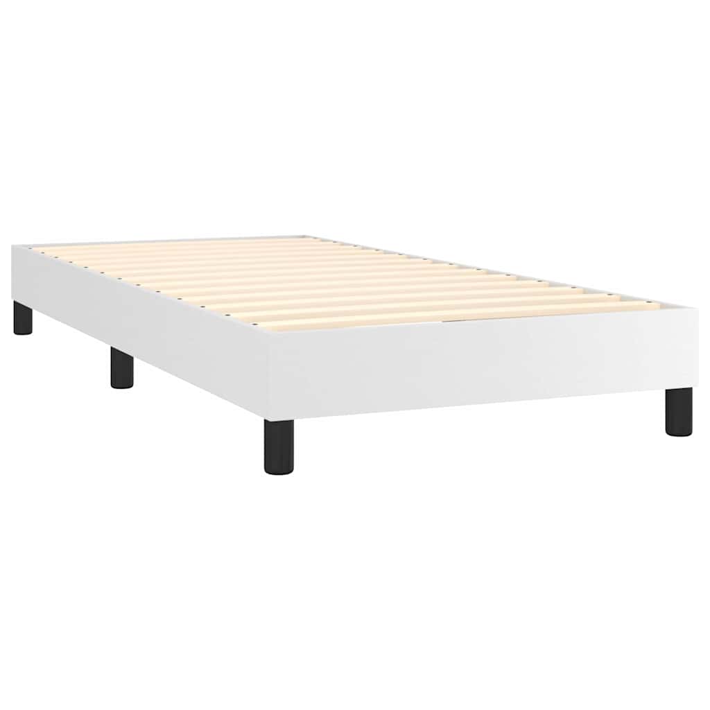 Krevet s oprugama i madracem bijeli 90 x 200 cm od umjetne kože