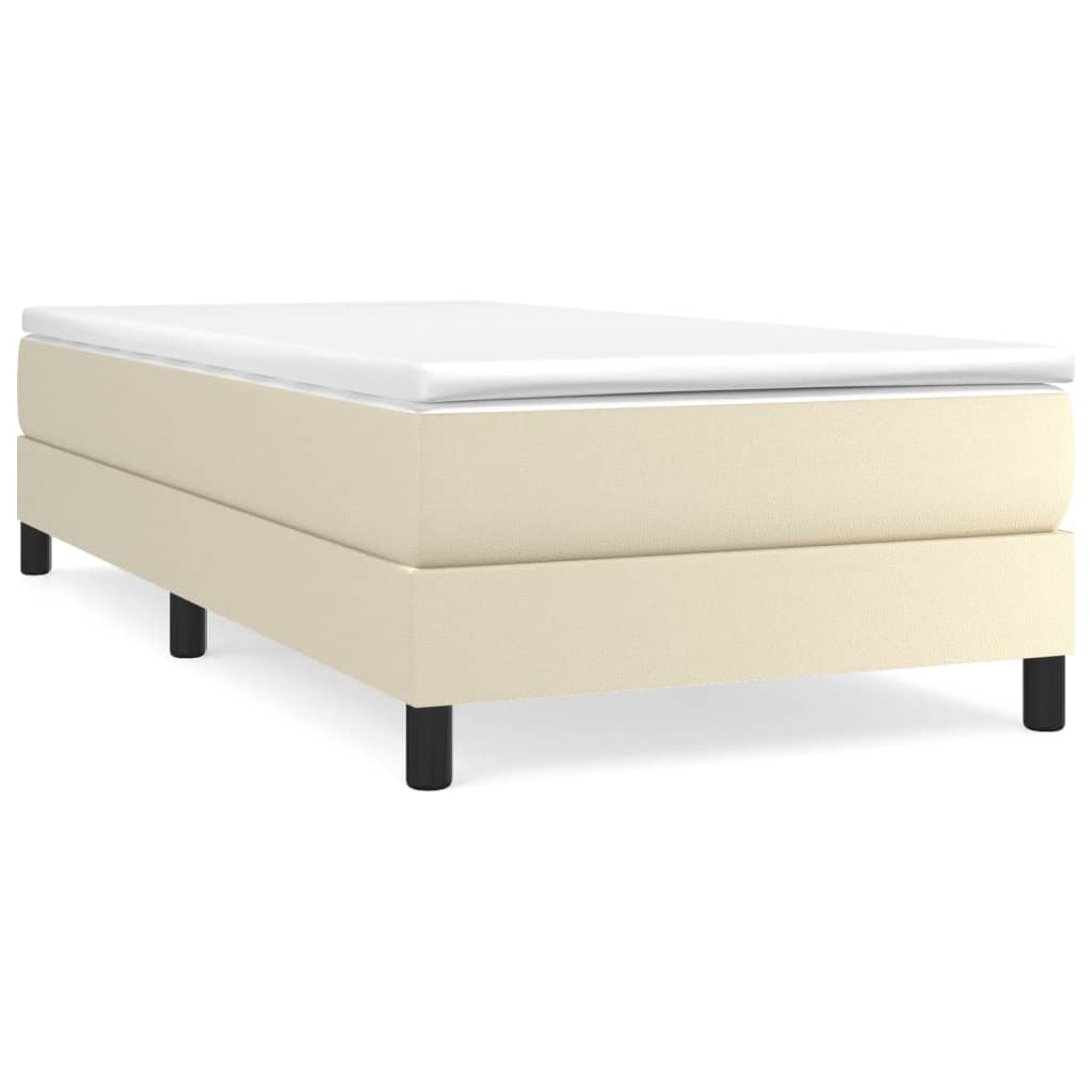 Krevet s oprugama i madracem krem 90 x 200 cm od umjetne kože