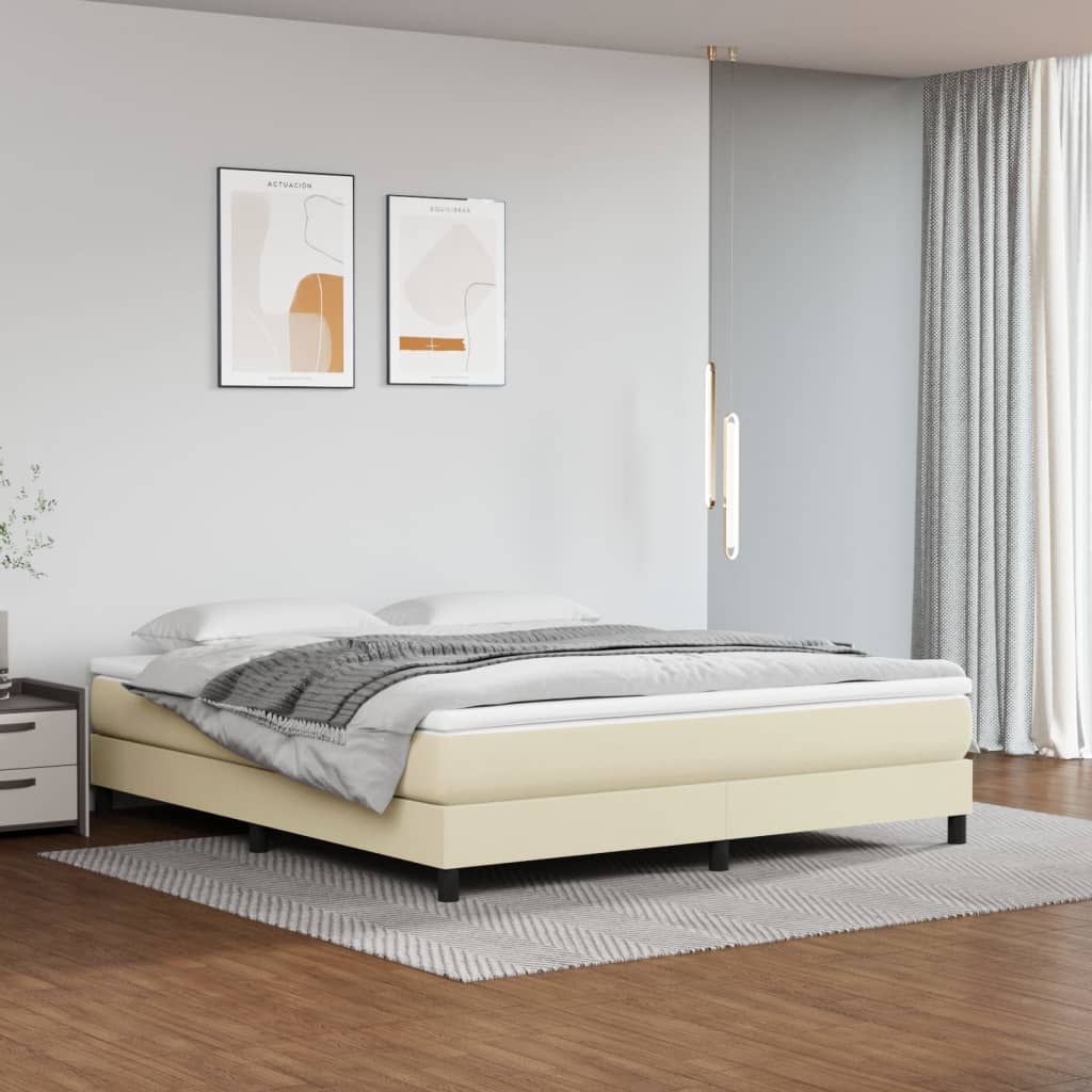 Krevet s oprugama i madracem krem 160x200 cm od umjetne kože