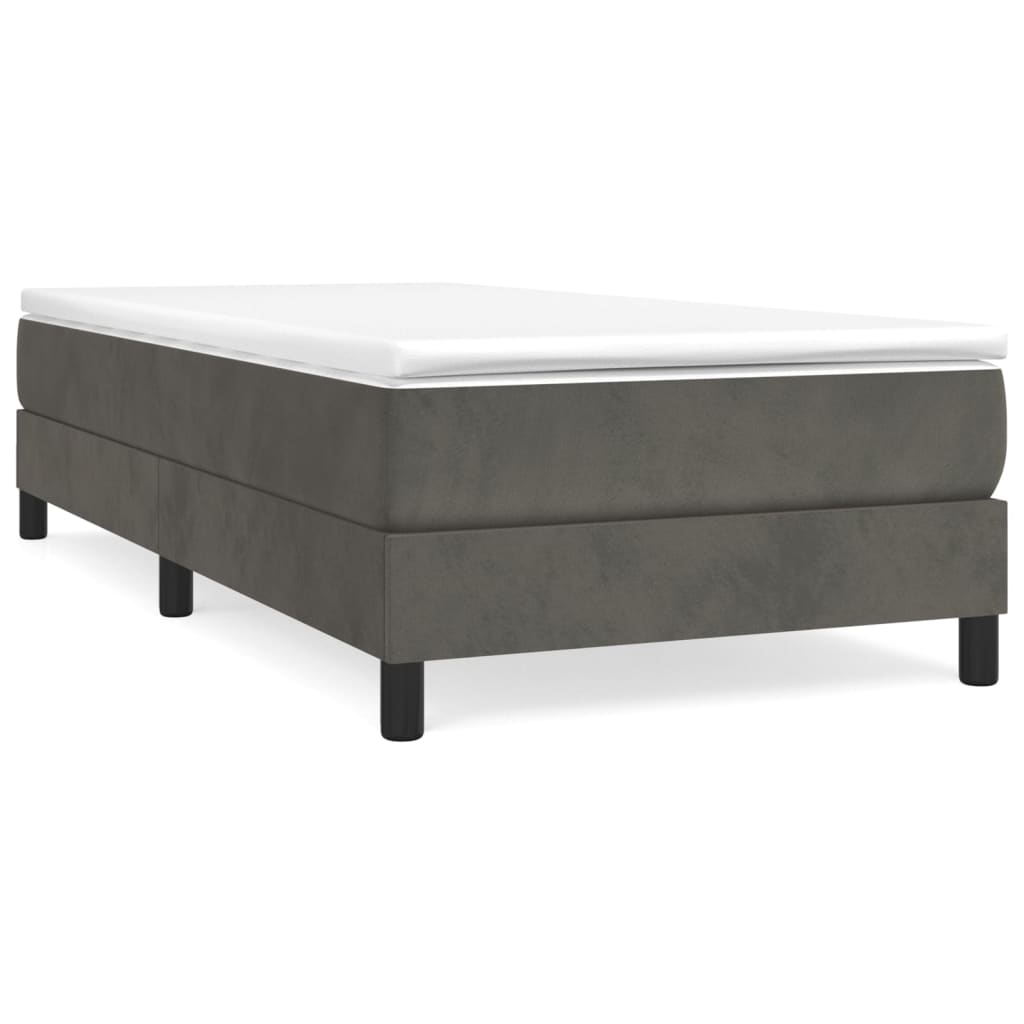 Box spring krevet s madracem tamnosivi 90x190 cm baršunasti