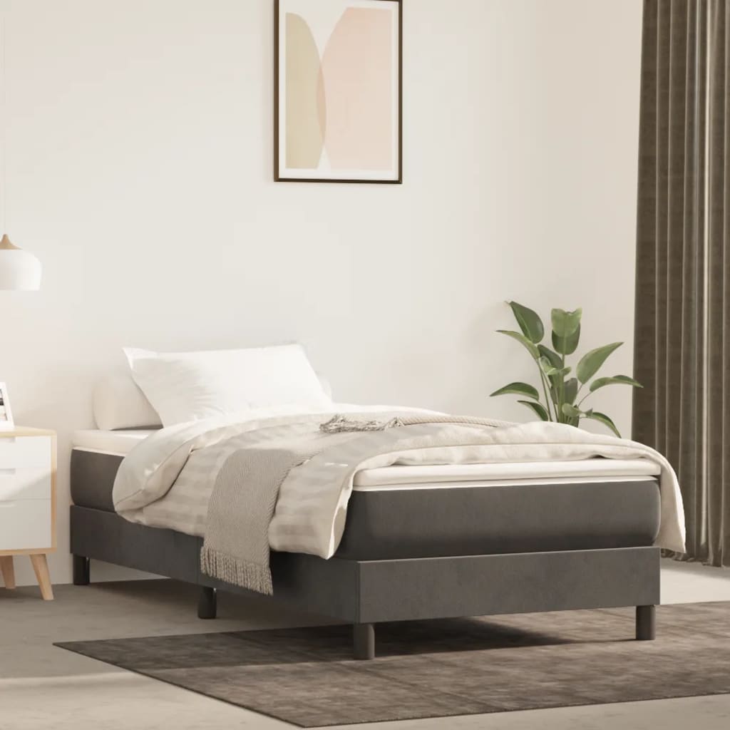Box spring krevet s madracem tamnosivi 90x190 cm baršunasti