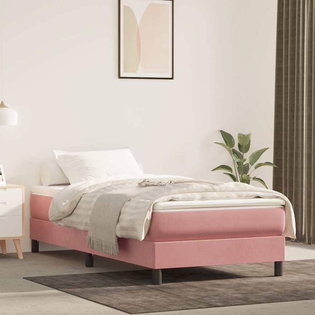 Box spring krevet s madracem ružičasti 90x190 cm baršunasti