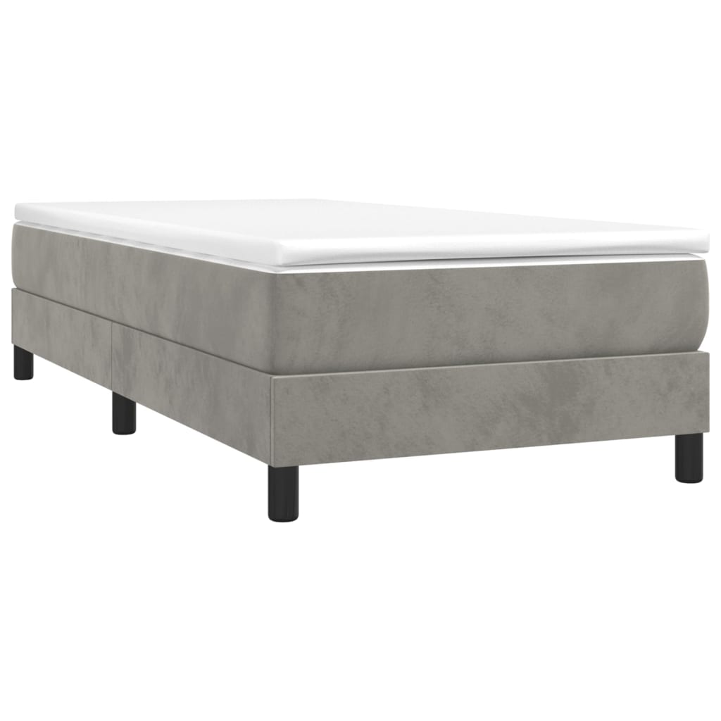 Box spring krevet s madracem svjetlosivi 90x190 cm baršunasti