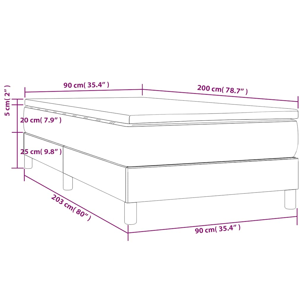 Box spring krevet s madracem tamnozeleni 90x200 cm baršunasti