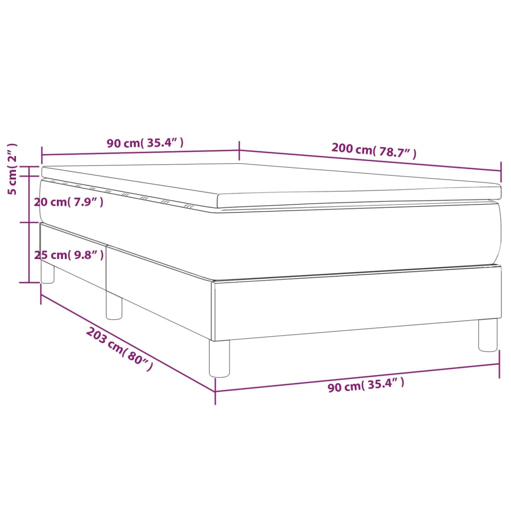 Box spring krevet s madracem ružičasti 90x200 cm baršunasti