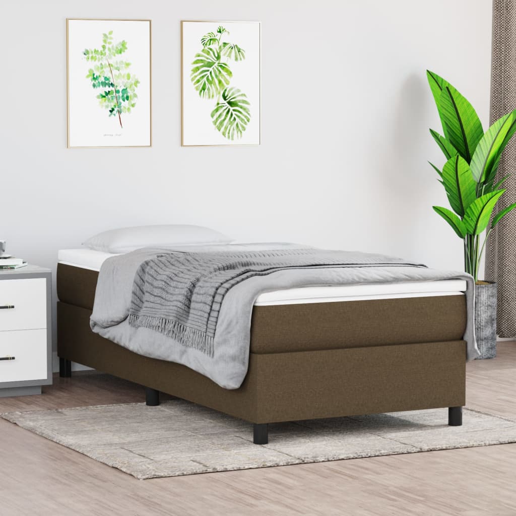 Krevet s oprugama i madracem tamnosmeđi 90 x 200 cm od tkanine